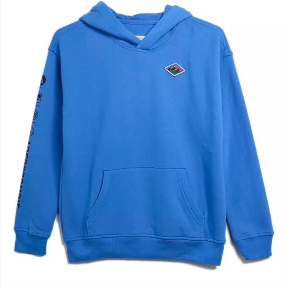 NWT Abercrombie Fitch kids blue fleece Relaxed Fit Graphic Hoodie size 9/10 soft